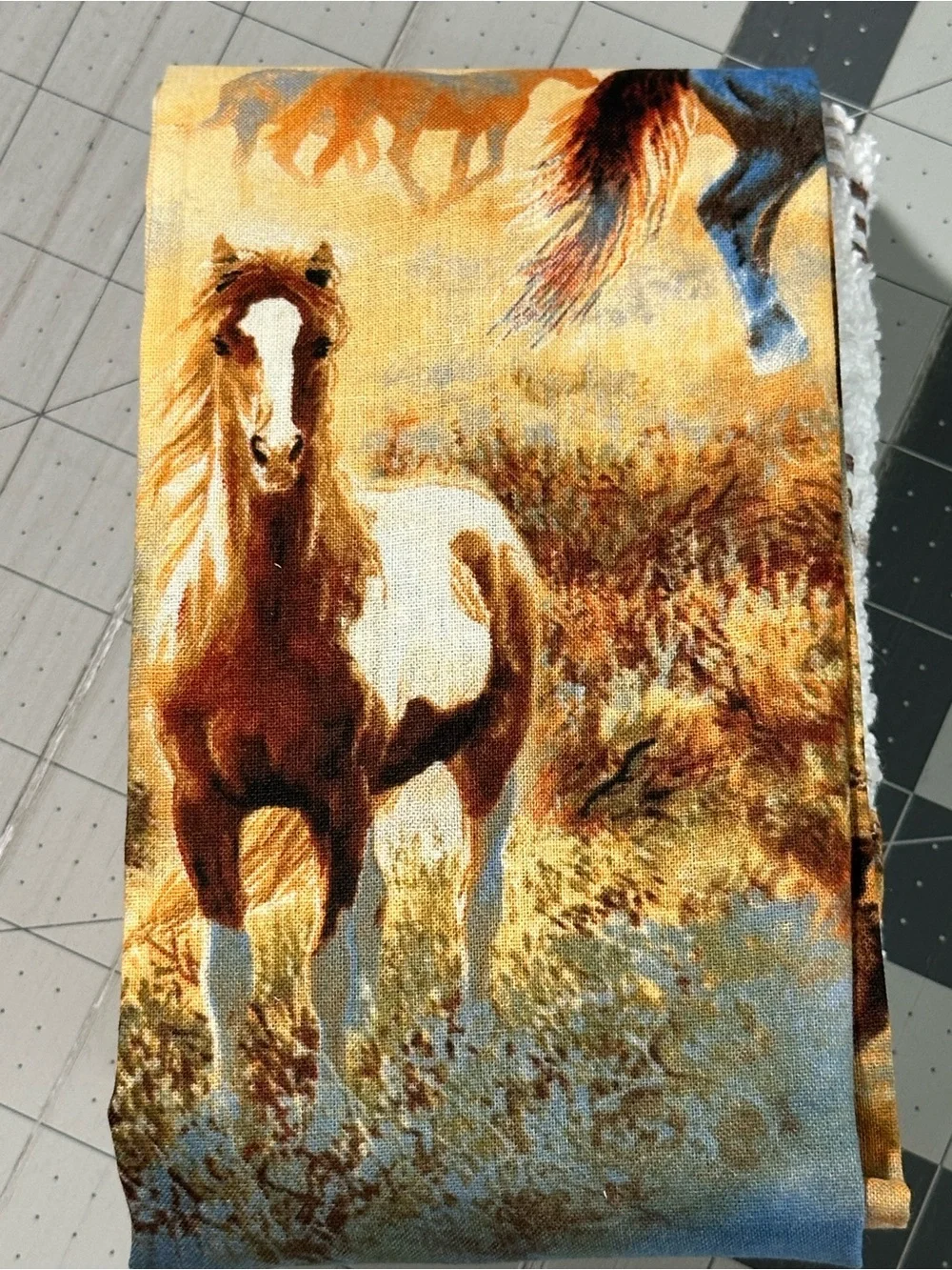 Handmade Kitchen Scarf with Horse Ranch Print